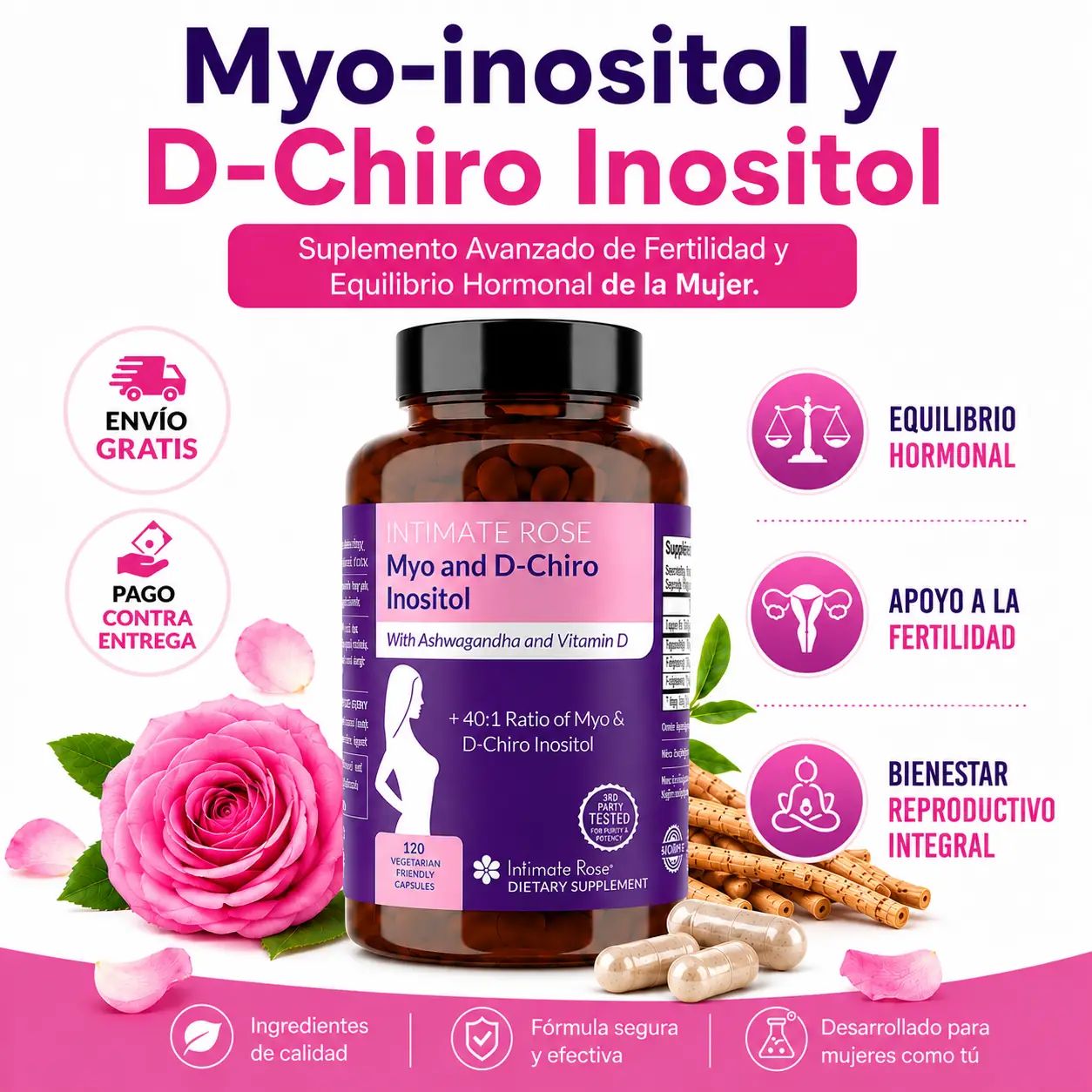 Myo & D-Chiro Inositol l Suplemento Avanzado Para la Fertilidad y el Equilibrio Hormonal de la Mujer