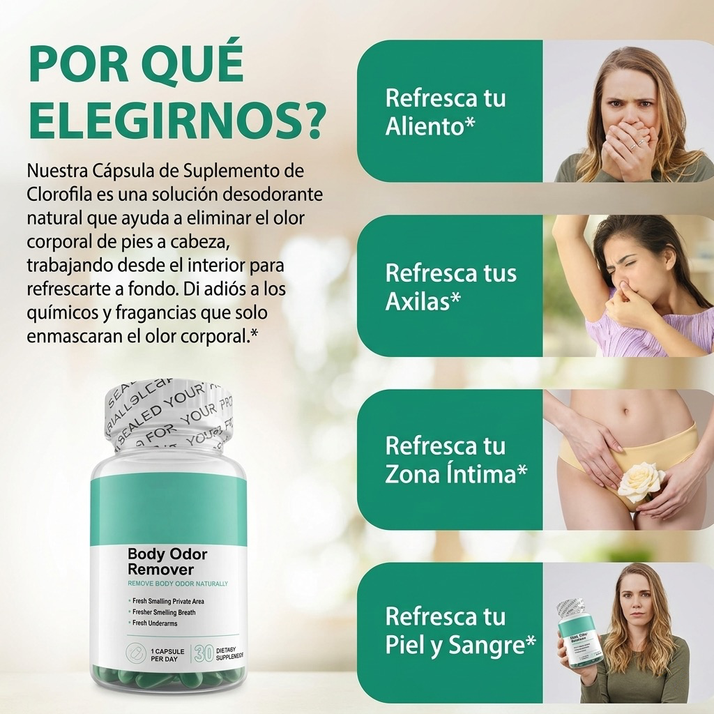 Pastillas De Clorofila - Para El Mal Olor Corporal, La Desintoxicación Y La Piel